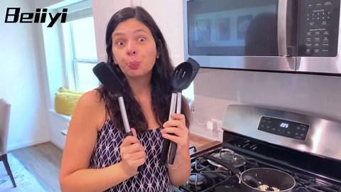 Amazon.com: Beijiyi Silicone Spatula and Cooking Spoon, 4 Pack Non-Stick Cooking Utensils Set for Kitchen, Heat Resistant Solid & Slotted Spoons and Spatulas, Stainless Steel Handle with Silicone, Black: Home & Kitchen