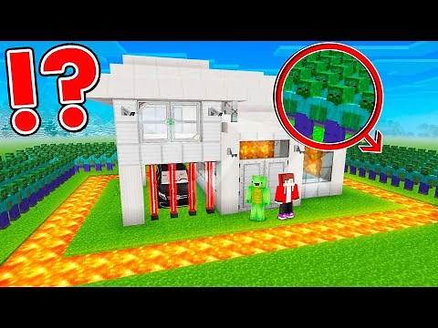 The LARGEST Security House With ZOMBIE DEFENSE in Minecraft - Maizen JJ and Mikey BUILD CHALLENGE