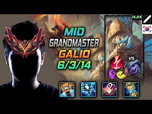 Galio Mid Build Hextech Rocketbelt Electrocute - LOL KR GrandMaster Patch 14.24