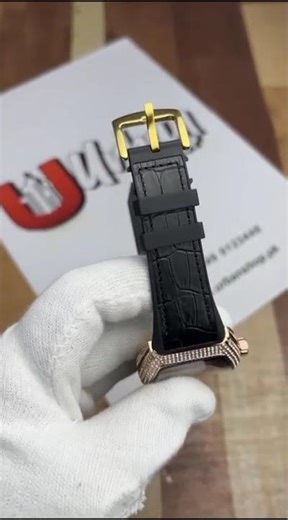 Franck Muller Vanguard Diamond Edition Black Strap Golden Bezel Golden Dial #franckmuller #watch