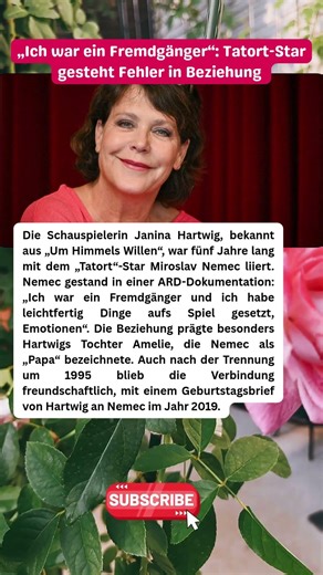 Janina Hartwig war mit Tatort-Star Miroslav Nemec liiert 😮