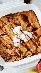 This Apple Cobbler is the perfect fall dessert. Warm apple filling is topped with a delicious buttery crust and homemade caramel. Top it off with a scoop of ice cream. This dessert is easy and there is little prep time involved. The hardest part is waiting for it to finish baking. The full recipe can be found on my blog, simplebakingwithpep.com. https://simplebakingwithpep.com/apple-cobbler/ Here's a quick tip before you begin: Since this apple cobbler recipe uses a lot of apples, I recommend us