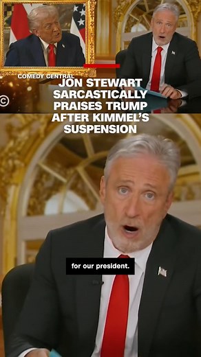 463K views · 11K reactions | Comedy Central's Jon Stewart opened "The Daily Show" with an extended riff sarcastically praising President Donald Trump after fellow talk show host Jimmy Kimmel was suspended by ABC. | CNN | Facebook