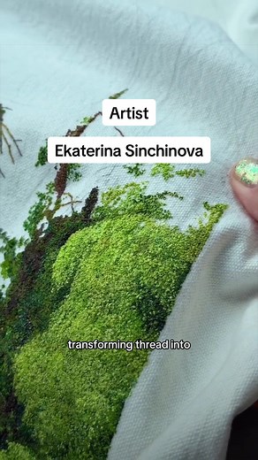 Meet artist Ekaterina Sinchinova who paints with thread. Her pieces capture overlooked spaces with beauty and attention to detail; with a patience many of us couldn’t fathom. @Katrin Vates #artist #artistsoftiktok #embroidery #sewing #contemporaryart