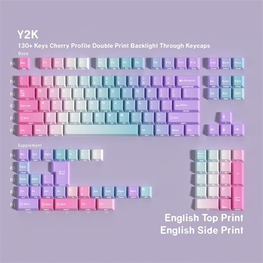 Gradient Y2K Keycaps, Double-shot PBT, Shine-through, 130-piece - Etsy