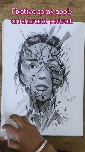 #youtubeshorts #fixative #spray #apply #on #charcoal #portrait #trendingshorts