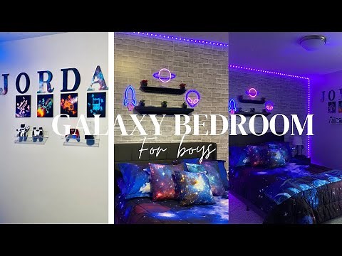 GALAXY THEMED BEDROOM| BOYS BEDROOM MAKEOVER|DECORATE WITH ME