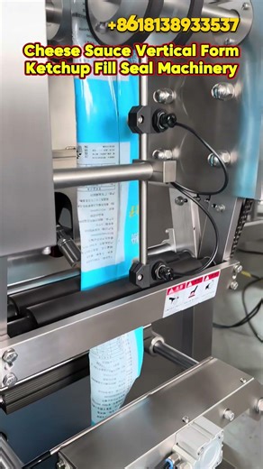 Cheese sauce ketchup jam & mayonnaise bevel end sachet solution packaging machine. #packagingmachine