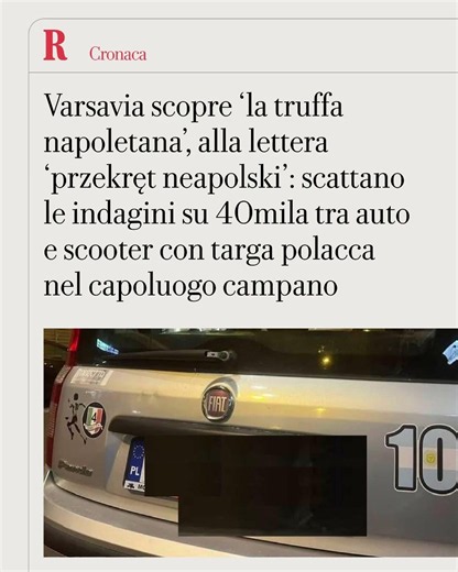 Varsavia scopre 'la truffa napoletana, alla lettera 'przekręt neapolski"': scattano le indagini