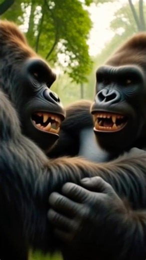 Gorilla vs Gorilla Fighting 💥✨💥 #gorilla #wildanimals #shorts