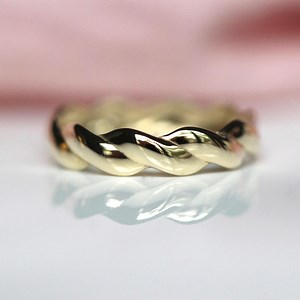 14K Twisted 4.8mm Band, Stacking Ring, Wedding Band, Braided Band, Woven Ring, Wide Stacking Ring, 10K Gold, Real Gold, Solid Gold - Etsy