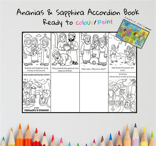 Ananias and Sapphira Bible Craft | Kids Sunday School Activity | Bible Coloring & Sequencing Craft | Acts 5 Lesson - Etsy