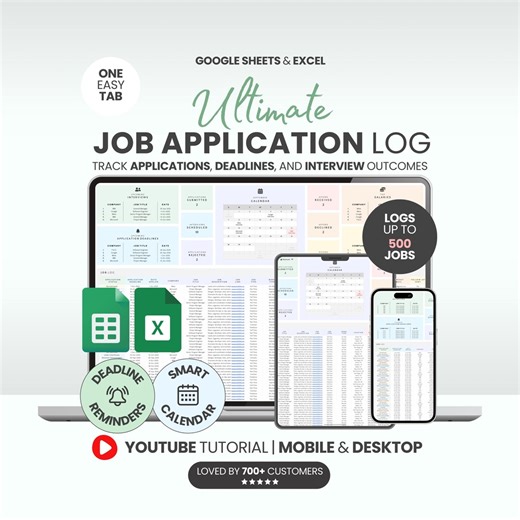 Job Application Tracker Excel Template for Interview Process Organizer Career Planning Guide Job Search Google Sheets Planner Job Offer Log - Etsy