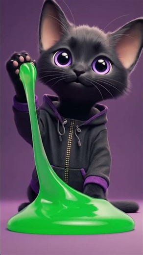 Cat Playing With Slime 😋 #cat #animation #cute #lovelycat