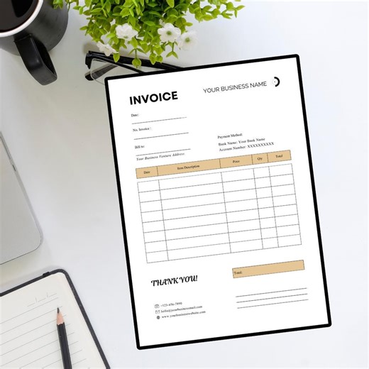 Editable Canva Invoice Template for Small Business | Printable Billing Form | Modern Client Invoice | Small Business Templates - Etsy