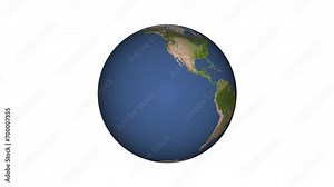 Seamless loop animation of rotating realistic planet Earth on transparent background. Endless animation of Earth globe.