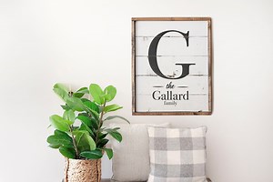 Custom Initial Family Name — Canvas Sign, Family Living Room Wall Signs, Faux Wood Panel Farmhouse Sign, Multiple Sizes   Product Options - Etsy