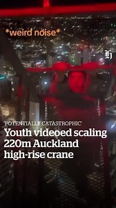 A building chief has warned people of potentially fatal consequences after video footage of a young person scaling an Auckland crane tower surfaced online. Dan Bosher, Icon NZ director, warned against people breaching construction site security and climbing high-rise cranes. Comment was sought after a youth posted footage of himself climbing the crane on the side of the 56-level, $300 million Seascape building. The site is the partially finished apartment tower on Customs St East. “The consequen