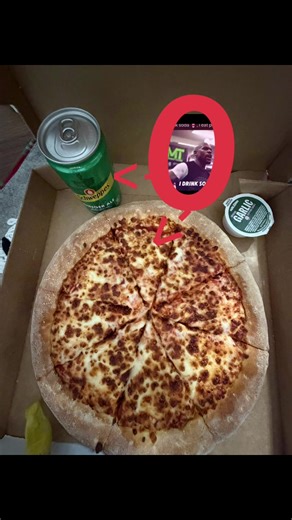 Enjoying Soda and Pizza in a Funny Meme