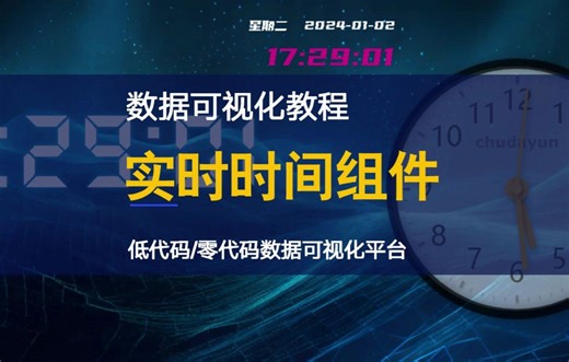[第25集]实时时间组件案例讲解，给你的报表添加实时时间 -数据可视化教程,、数字工厂、数据看板、数据大盘、BI、云组态