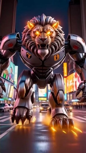 New York Taxi → ROBOT LION?! 🤯 Hyper Realistic A|transfofusion #transformation #viral #aishorts