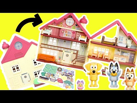 Bluey and Bingo Family House Playset Build with Stickers and Decorations + Lucky Friend