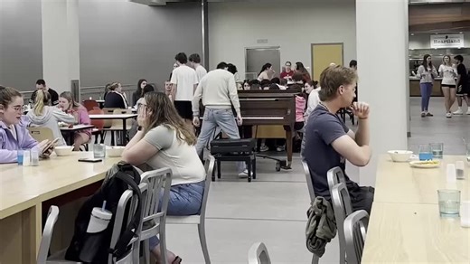 Magical Piano Performance in School Cafeteria