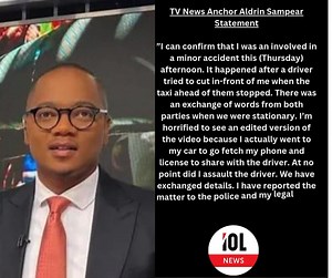 TV News Anchor Aldrin Sampear in Road Rage storm 🚗🚙 Watch as Aldrin Sampear loses his cool after a minor fender bender in Randburg—middle fingers and heated words fly! What do you think? Drop a comment below! IOL.co.za #RoadRage #CaughtOnCamera #AldrinSampear #NewsDrama #Randburg #SAnews #ViralMoment #IOLnews | IOL News
