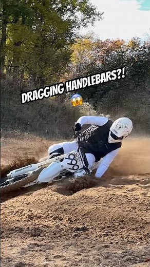 Dirt bike rider drags HANDLEBARS while turning!! 😱