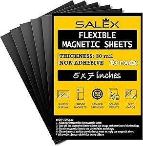 Magnetic Sheets 5" x 7" Non Adhesive 30 mil 10 Pack for Dies Storage - Flexible Blank Magnet Sheet 5x7 Inches Set for Crafts, DIY, Sign Making, to Make Dots, Square Magnets, Circles, Strips, Tape