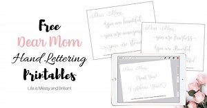 FREE Dear Mom Hand Lettering Practice Worksheets
