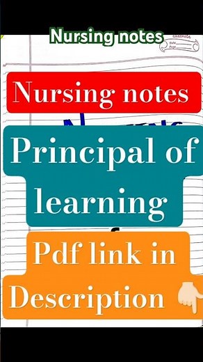 Principles of learning || nursing notes || nursing education