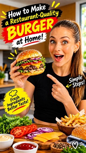 How to Make a Restaurant-Quality Burger at Home! 🍔🏡 #cooking #burger #recipe
