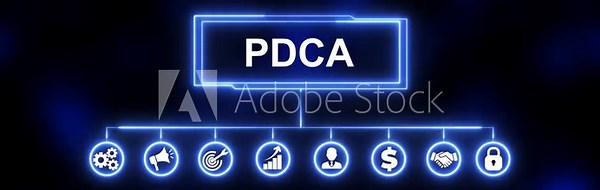 Business Challenges with PDCA (Plan-Do-Check-Act). Technological Approach to Problem Resolution and Optimizing Organizational Processes. Animated icons of quality, management, standard, assurance,