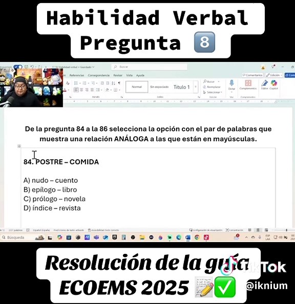 Resolución de la guía ECOEMS 2025: Habilidad Verbal