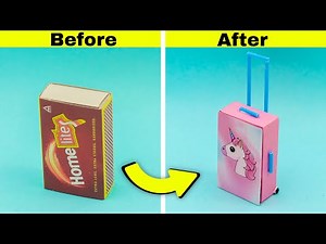 DIY Mini Unicorn Trolley bag from matchbox || Make miniature Trolley bag @Craftube4u