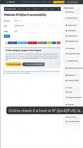Online Website IPv6 accessibility Test and DNS Query — in 30 seconds #Networking #NetworkEngineering
