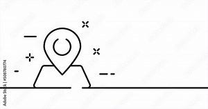 Continuous line art drawing geolocation. Single line drawing, solid line. Animation of one line map, location and tracking. Video 4K
