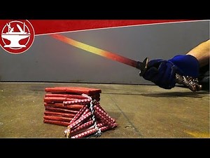 Science YouTuber uses red-hot katana sword to cut through fireworks, snowman