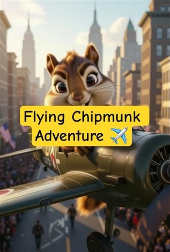🐿️ Chipmunk Pilot Flying Over the City ✈️ | Cute Animation Shorts