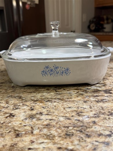 Corning Ware Casserole Sears MW16 Lid Has a Flaw Microwave Browning Dish Blue Floral Square Baking Dish Vintage READ DETAILS - Etsy