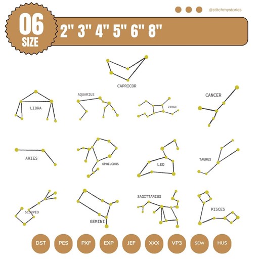 Constellation Embroidery Designs: Zodiac Signs Embroidery Files (digital Download) - Etsy
