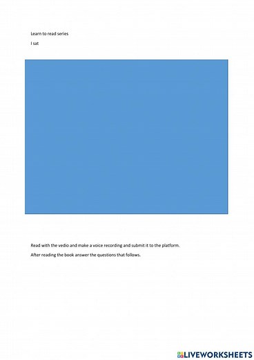 Learn to read I sat worksheet