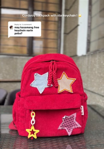 Stylish Corduroy Backpack with Star Keychain