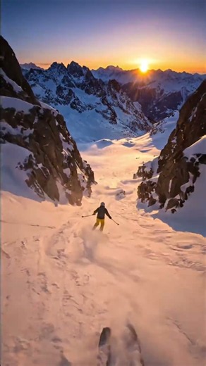 Skiing POV — First Tracks in Golden Powder 🌄