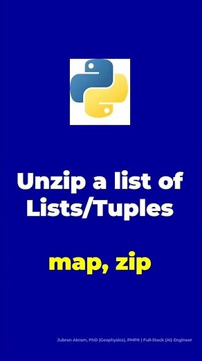 Unzip a List of Lists/Tuples #python #pythonprogramming #shorts