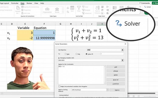 【新手必看】Excel Solver 规划求解【4K超清】Excel 解 方程组 | Excel Solver 二元一次方程 | Excel 教程