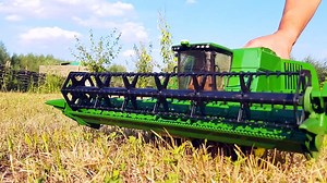 Bruder Toys Combine John Deere  HARVESTING  Video About Special Equipment For Kids Bruder videos-qaC
