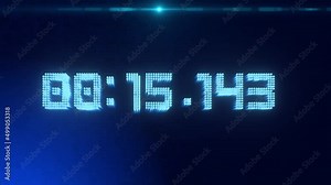 Digital futuristic timer clock countdown on black background. Countdown for show openers, events,movie trailers,vj music. electronic board Numbers Counter, stopwatch, timer, end time, Competition.