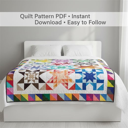Rainbow Star Sampler Quilt Pattern – Geometric Blocks (PDF Download) - Etsy